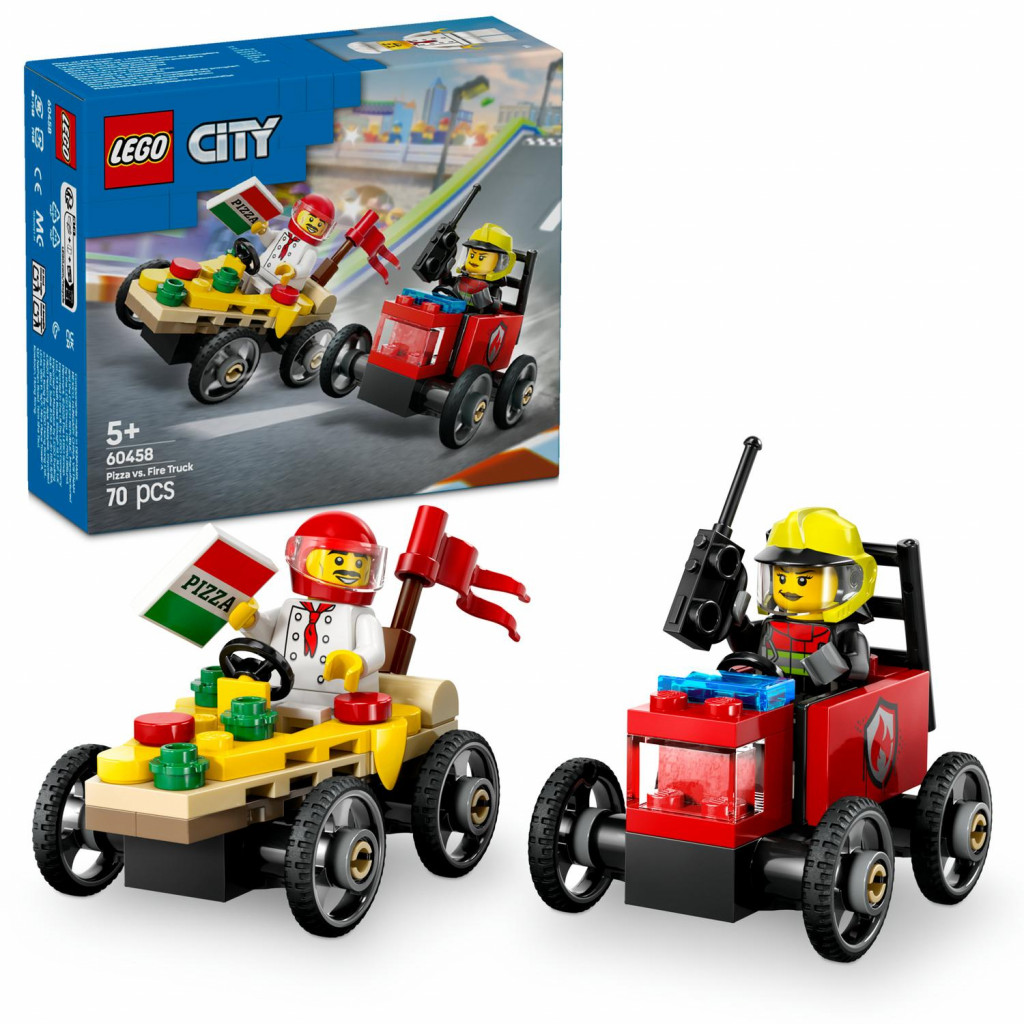 Lego® Pretekársky balíček: Rozvoz pizzy vs. hasičské auto