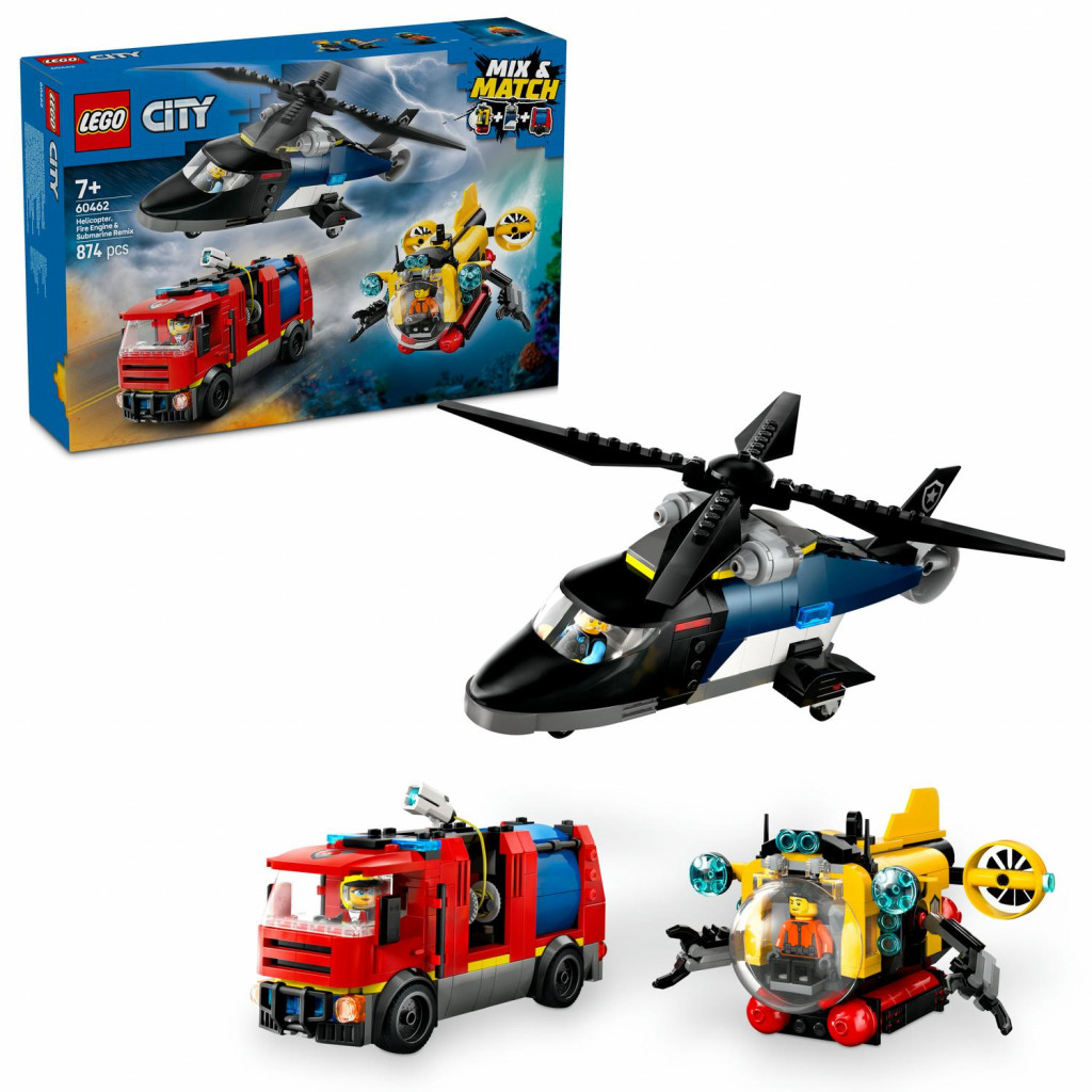Lego® Remix: Helikoptéra, hasičské auto a ponorka