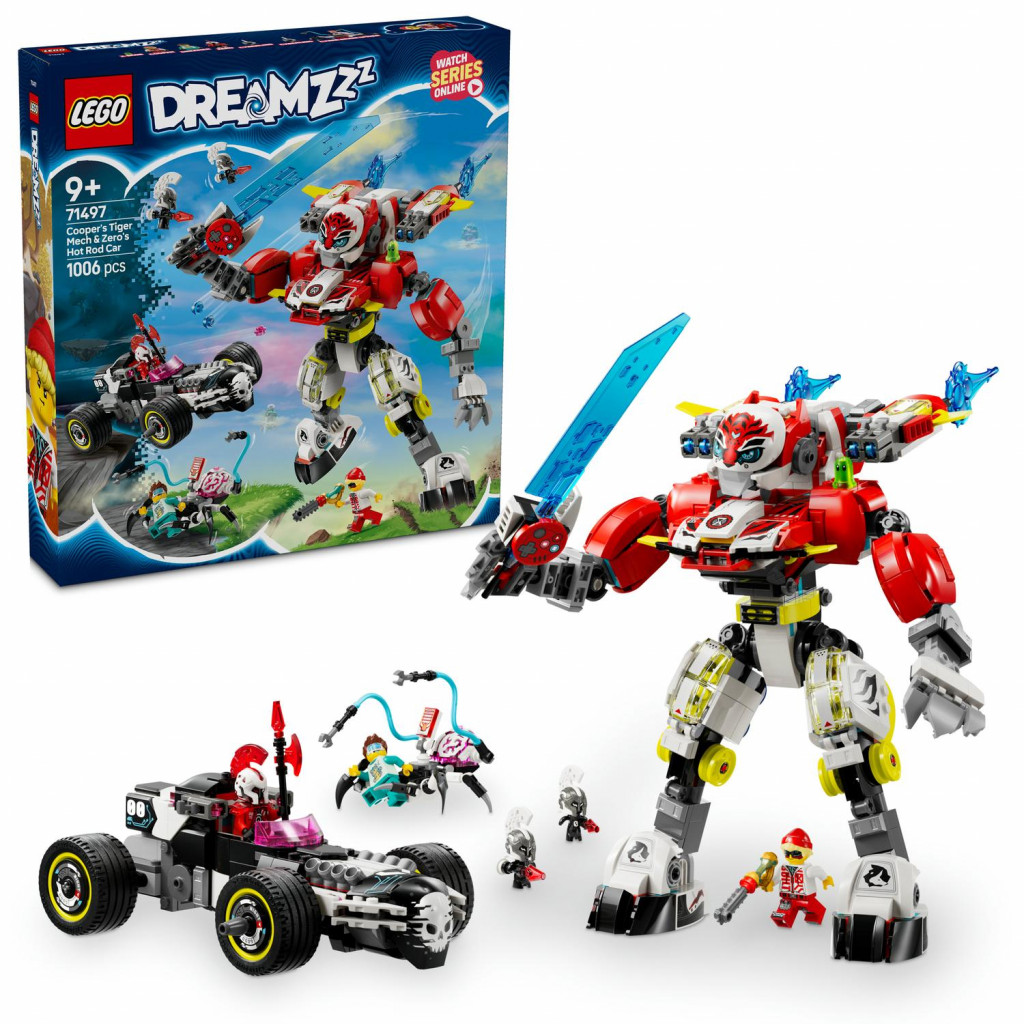Lego® Cooperov tigrí robot a Zerov hot rod