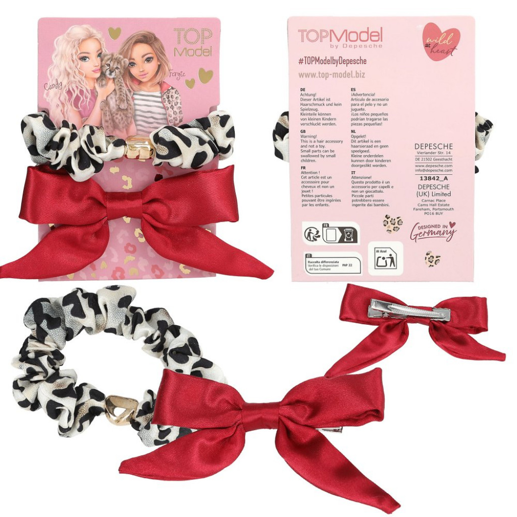 Top Model sponka a gumička LEOHEART červená