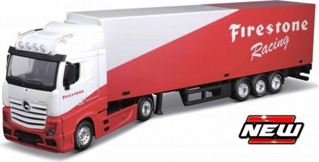 Bburago 2025online Bburago 1:43 Truck with trailer MB Actros Gigaspace Firestone