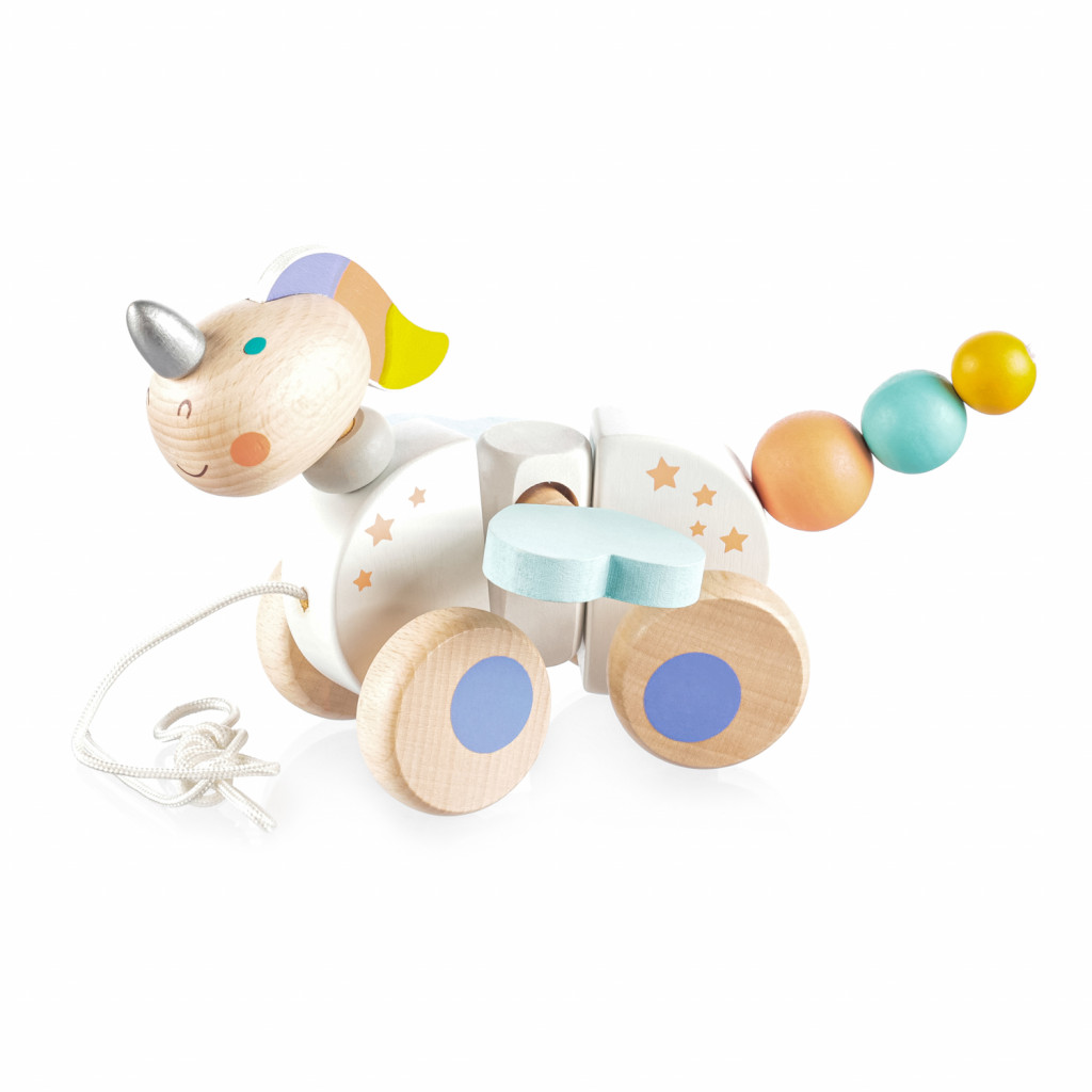 Zopa Dřevěná tahací hračka, Unicorn