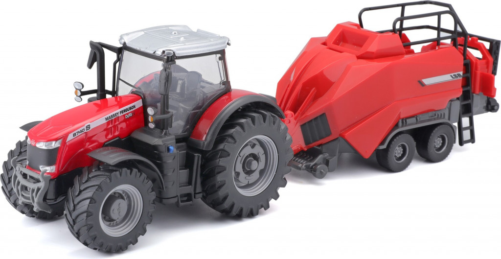 Bburago 2025online Bburago 1:50 Farm Traktor Massey Ferguson 8740S + Baler Lifter Rood