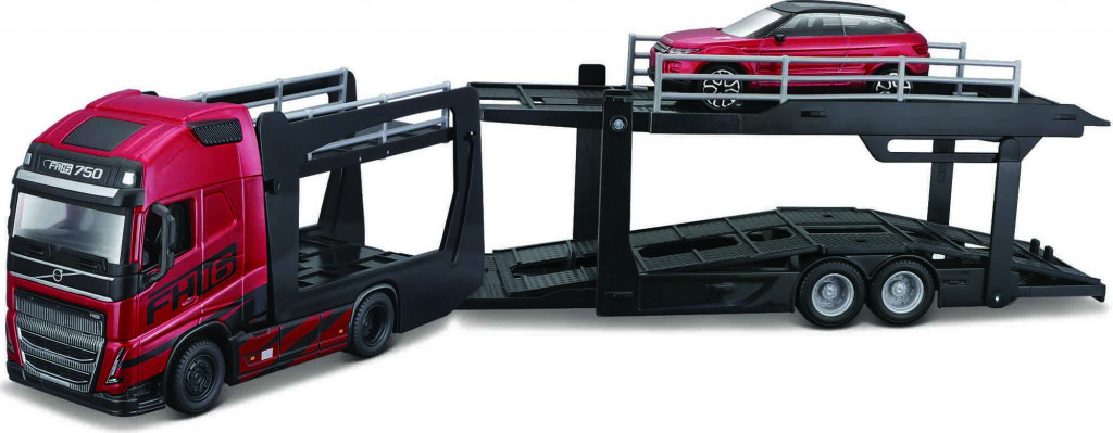 Bburago 2025online Bburago 1:43 STR FIRE Multicar Carrier - Volvo FH16 w/Land Rover LRX Concept