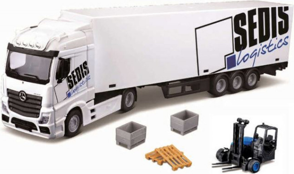 Bburago 2025online Bburago 1:43 MB Actros SEDIS Logistics with Forklift and accesories