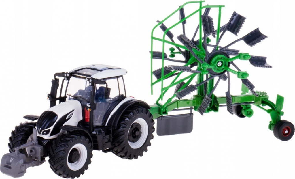 Bburago 2025online Bburago Farm 10cm Tractor with Deluxe Trailer - Valtra N174 - Whirl Rake