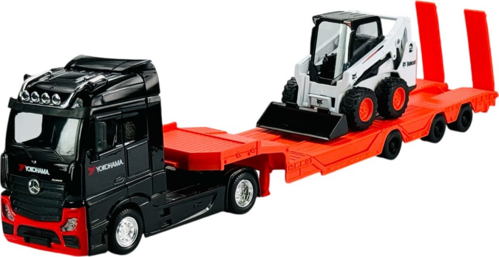 Bburago 2025online Bburago 1:43 Kamion Construction MB Actros Gigaspace / Bobcat Loader