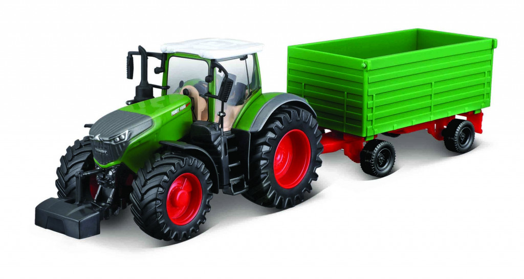 Bburago 2025new Bburago Farm 10cm Tractor with Trailer - Fendt 1050 with Two-way Tipping Trailer