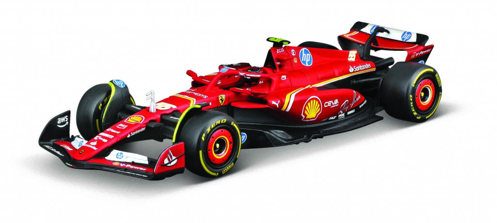 Bburago 2025new Bburago 1:43 Formula F1 Ferrari Scuderia SF-24 (2024) nr.55 Carlos Sainz  - with driver