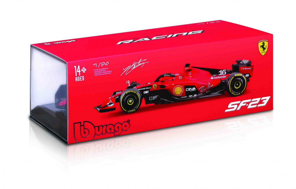 Bburago 2025new Bburago 1:24 Formula F1 Ferrari Scuderia SF-23 (2023) nr.16 Charles Leclerc  - Hard Case