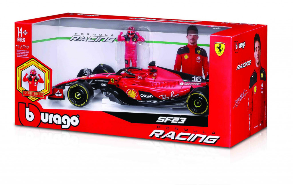 Bburago 2025new Bburago 1:24 Formula F1 Ferrari Scuderia SF-23 (2023) nr.55 Carlos Sainz  - with Driver