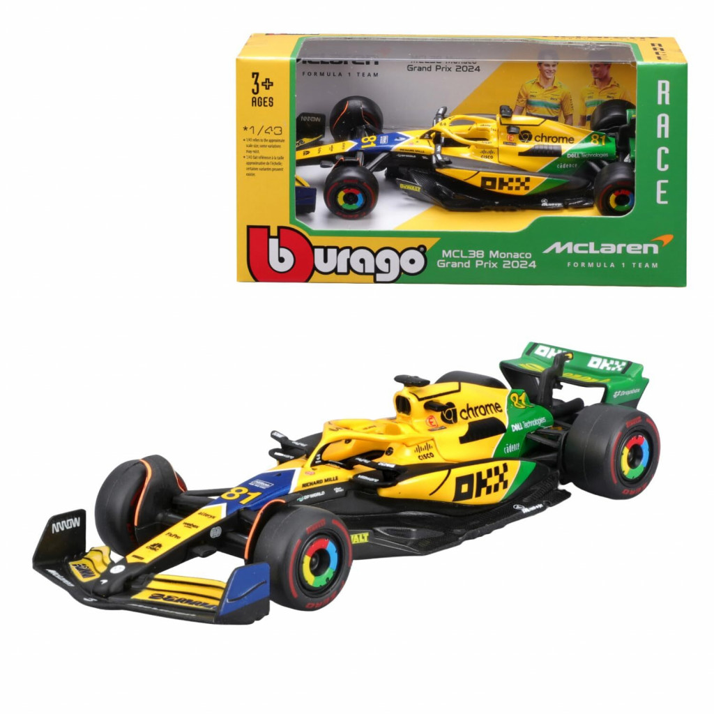 Bburago 2025new Bburago 1:43 RACE Formula F1 - McLaren F1 Team MCL38 Senna Edtion
