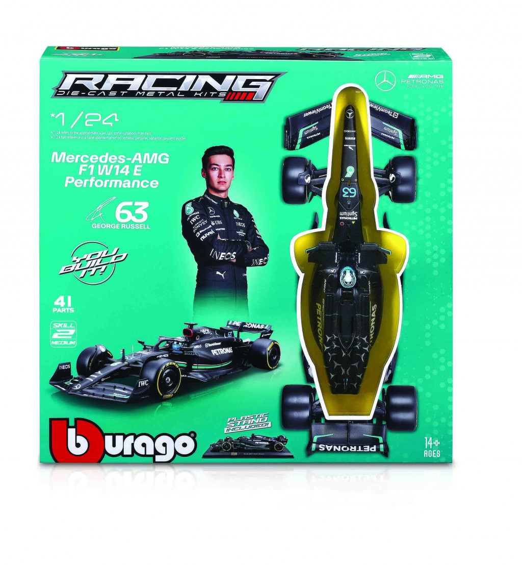 Bburago 2025new Bburago 1:24 RACE Formula F1 MODEL-KIT - Mercedes-AMG F1 W14 E (2023) #63 George Russell