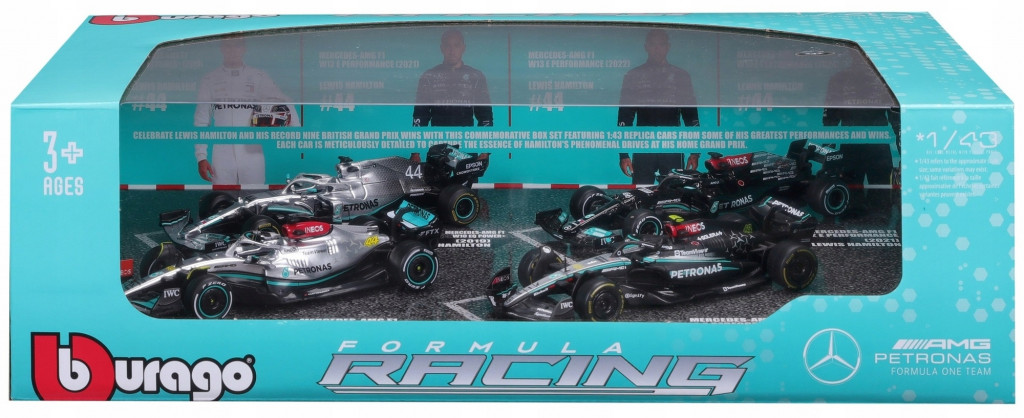 Bburago 2025new Bburago 1:43 RACE Formula F1 4PAC Mercedes-AMG F1 W15 (2024) #44 L.Hamil ton #63 G.Russel