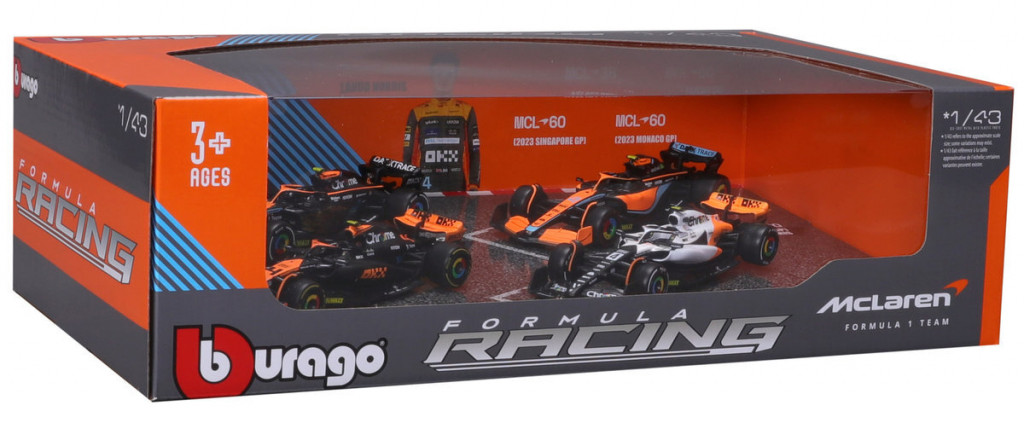 Bburago 2025new Bburago 1:43 RACE Formula F1 4PAC - McLaren F1 Team MCL38 (2024) #4 L.Norris #81 O.Piastri