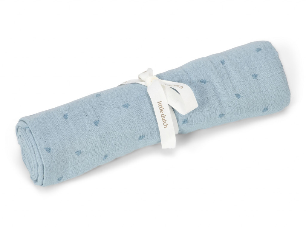 Little Dutch Plienka zavinovacia 120x120 cm Pure Denim Blue