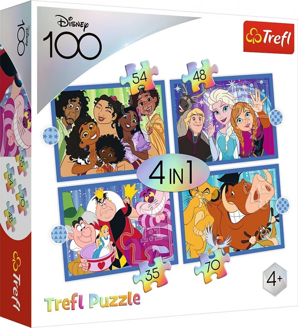 Trefl Trefl Puzzle 4v1 - Šťastný svet Disney / Disney 100