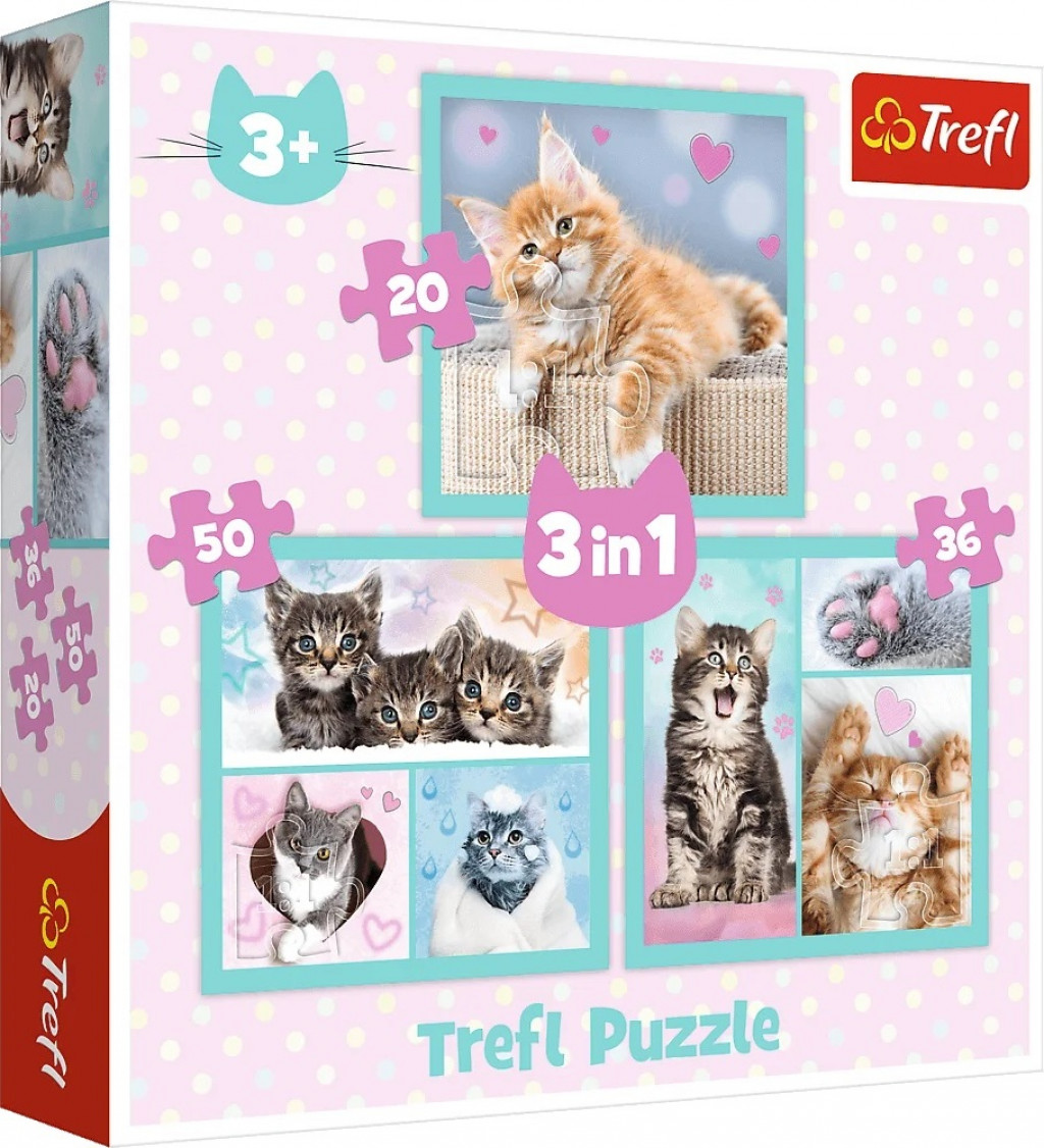 Trefl Trefl Puzzle 3v1 - Milé domáce zvieratká