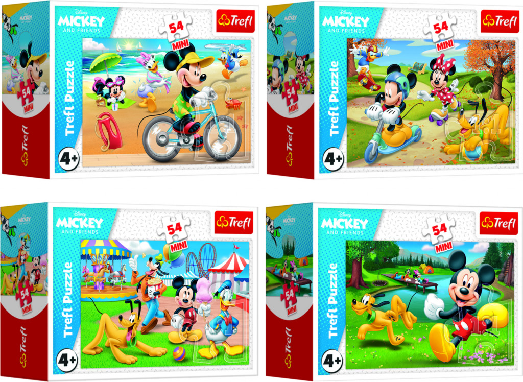 Trefl Trefl Mini puzzle 54 dielikov Mickey Mouse Disney/ Deň s priateľmi 4 druhy