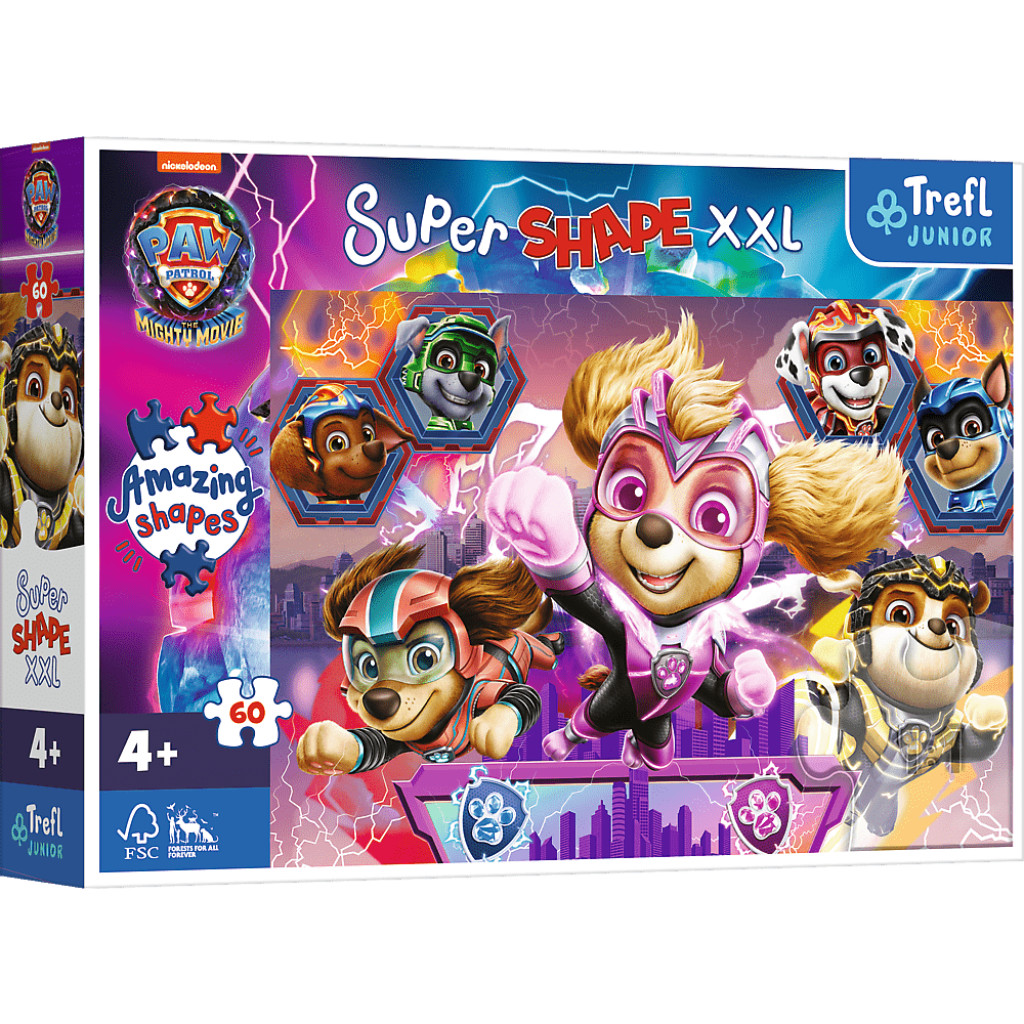 Trefl Trefl Puzzle 60 XXL Super Shape - Šťastní psíci / Viacom PAW PATROL: THE MIGHTY MOVIE 2023