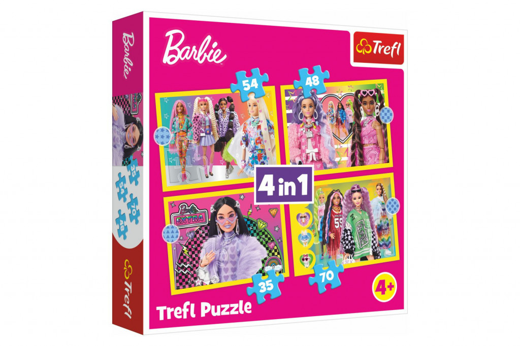 Trefl Trefl Puzzle 4v1 - Šťastný svet Barbie / Mattel, Barbie