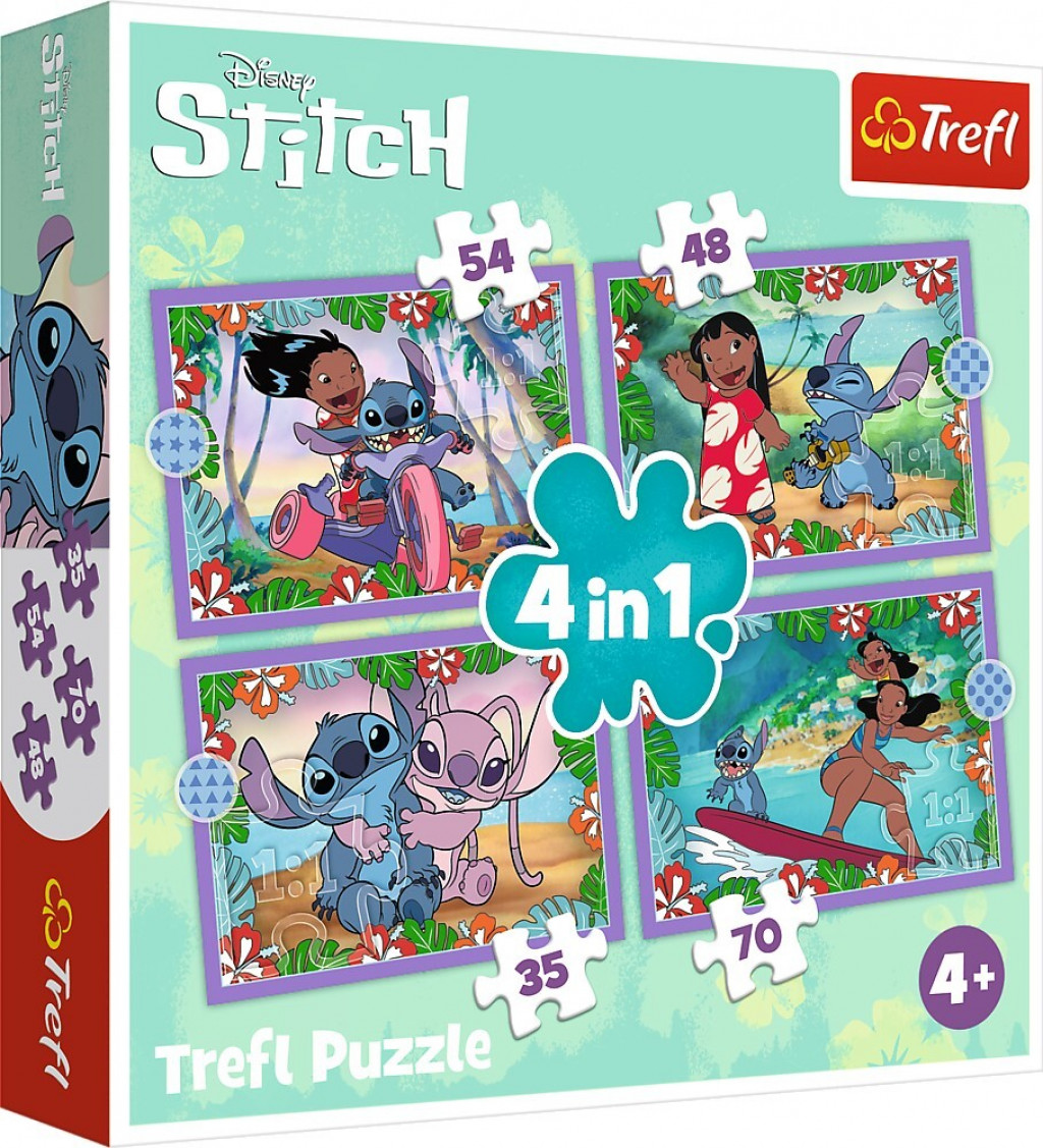 Trefl Trefl Puzzle Lilo&Stitch: Bláznivý deň 4v1 (35,48,54,70 dielikov)