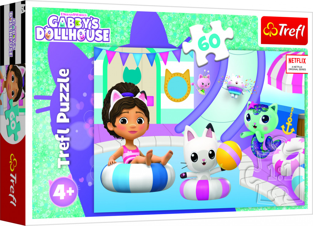Trefl Trefl Puzzle 60 - Gabby pri bazéne / Universal Gabby's Dollhouse
