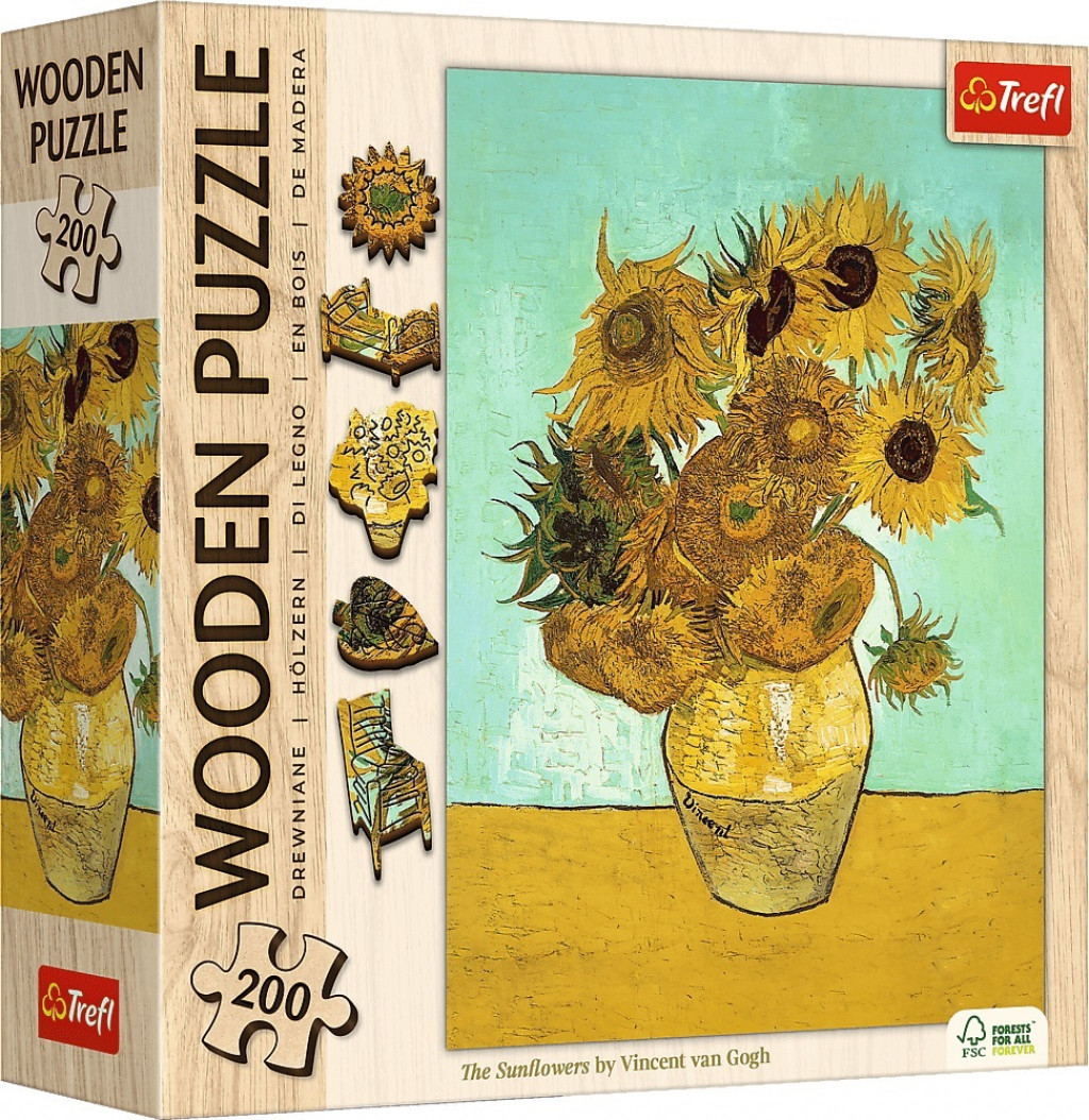 Trefl Trefl Drevené puzzle Vincent van Gogh: Slnečnice 200 Art Collection