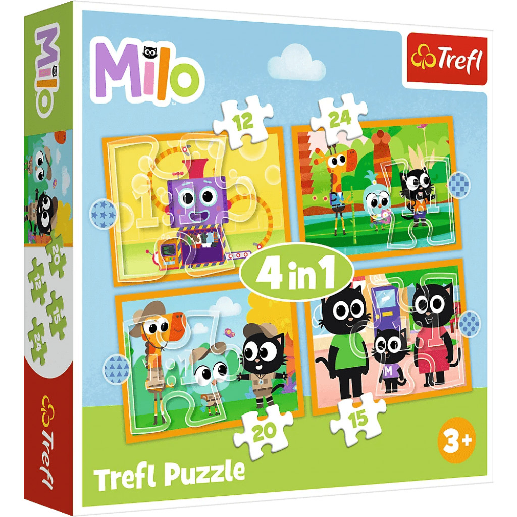 Trefl Trefl Puzzle 4v1 Milo, zoznámte sa s Milom a jeho priateľmi