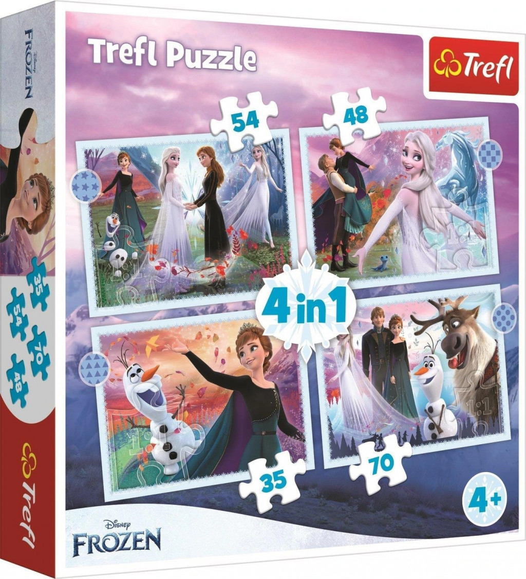 Trefl Trefl Puzzle 4v1 Magie v lese / Disney Frozen 2