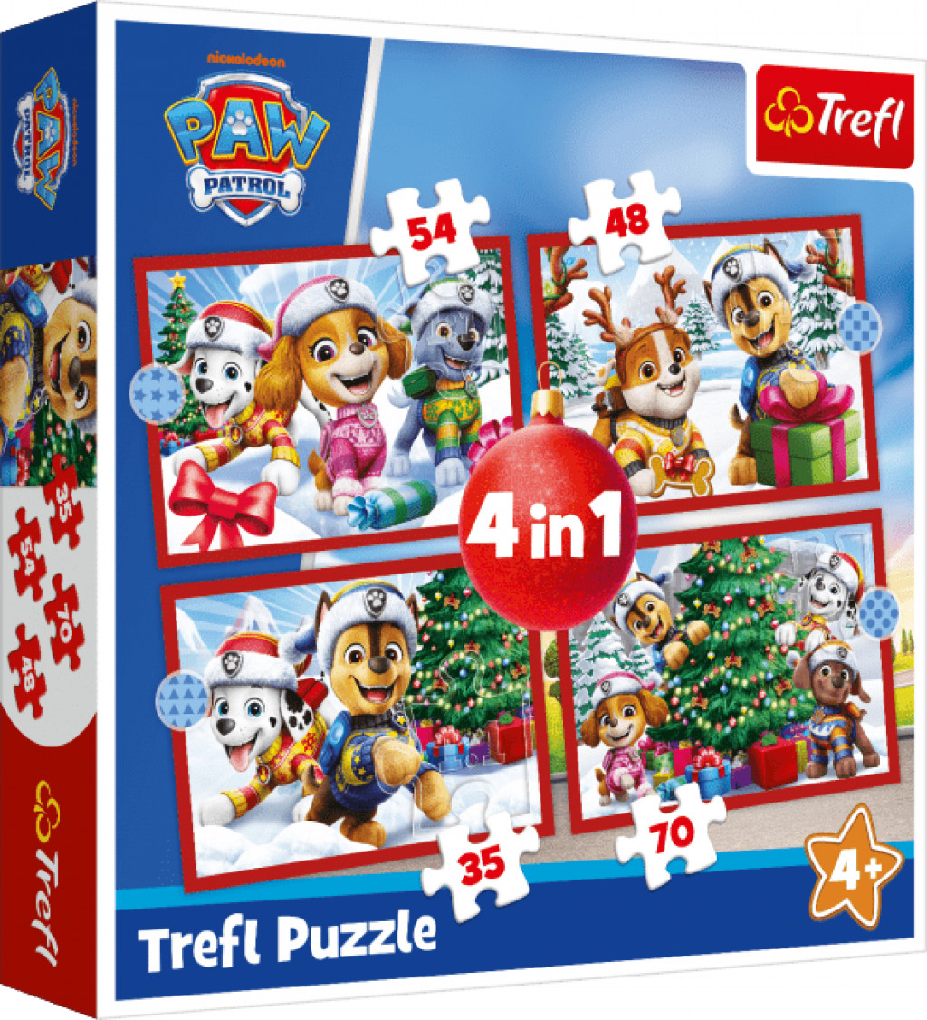 Trefl Trefl Puzzle 4v1 Paw Patrol Vianoce