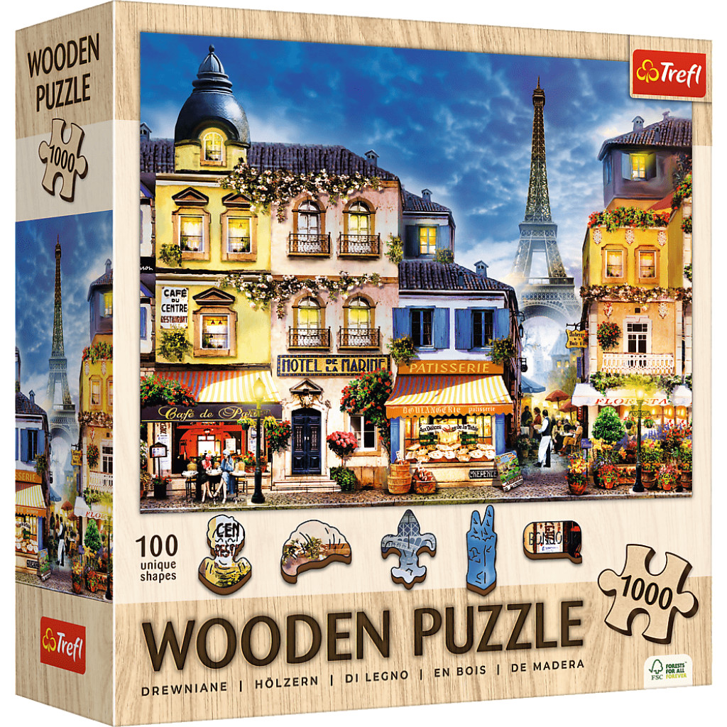 Trefl Trefl Drevené puzzle 1000 - Francúzska ulička