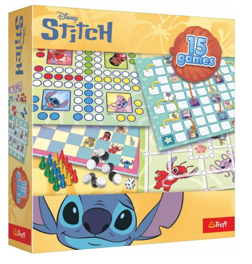 Trefl Trefl Stitch Sada 15 spoločenských hier