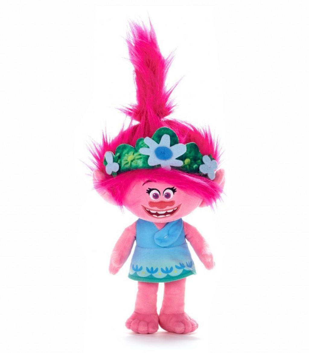 Aurora Plyšová Poppy - modré šaty - Trollovia 33/45 cm