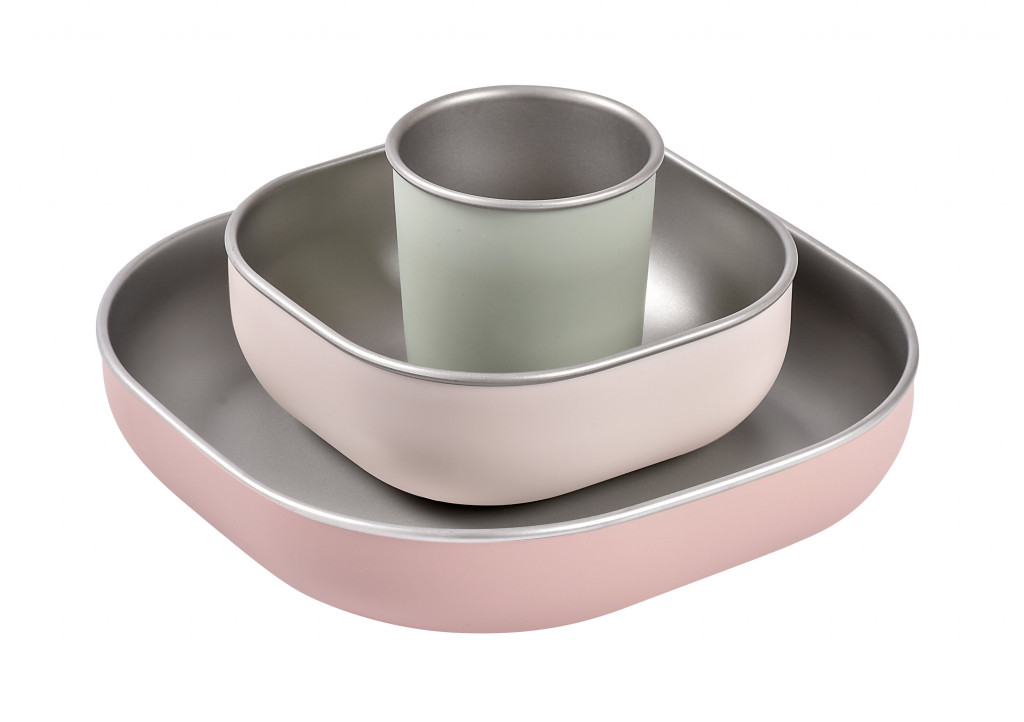 Beaba Jedálenská sada nerez 3-dielna Cotton Candy