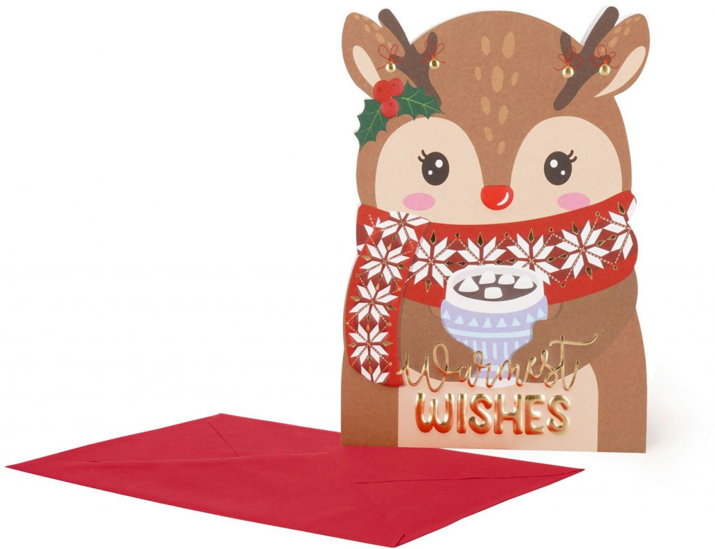 Legami Vianočné prianie Legami Greeting Card - Holly Jolly - Reindeer