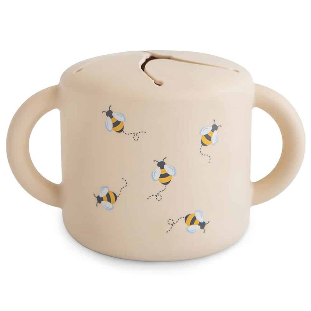 Mushie Silikónový pohárik na snack mushie - bees