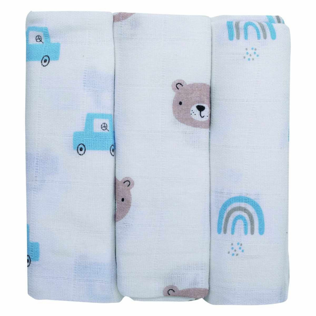 FREEON Bubaba Mušelínové látkové plienky 3 ks Teddy