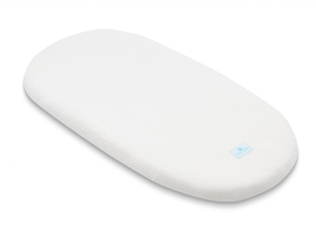 Ahojbaby Prestieradlo Ahojbaby z mušelínovej bavlny do kočíka, košíka a kolísky biele