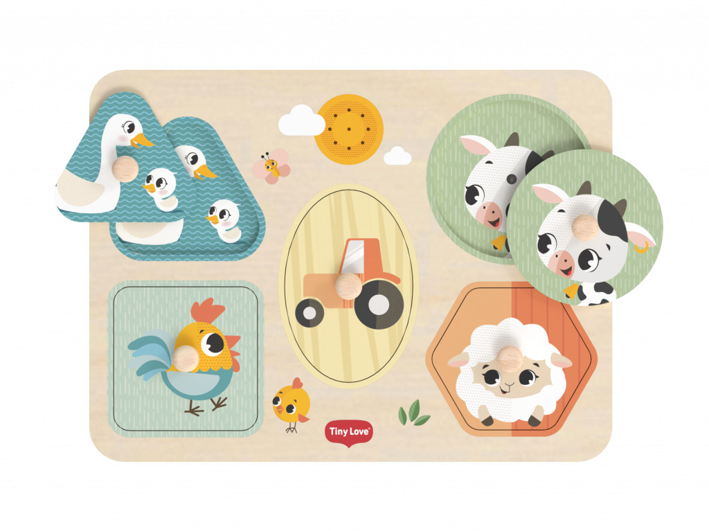 Tiny Love Puzzle so zvukmi drevené Farmers Funday