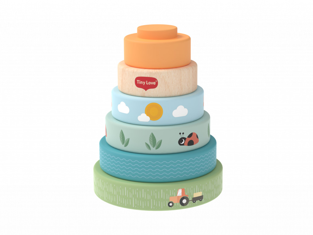 Tiny Love Nasadzovacie krúžky drevené Farmers Funday