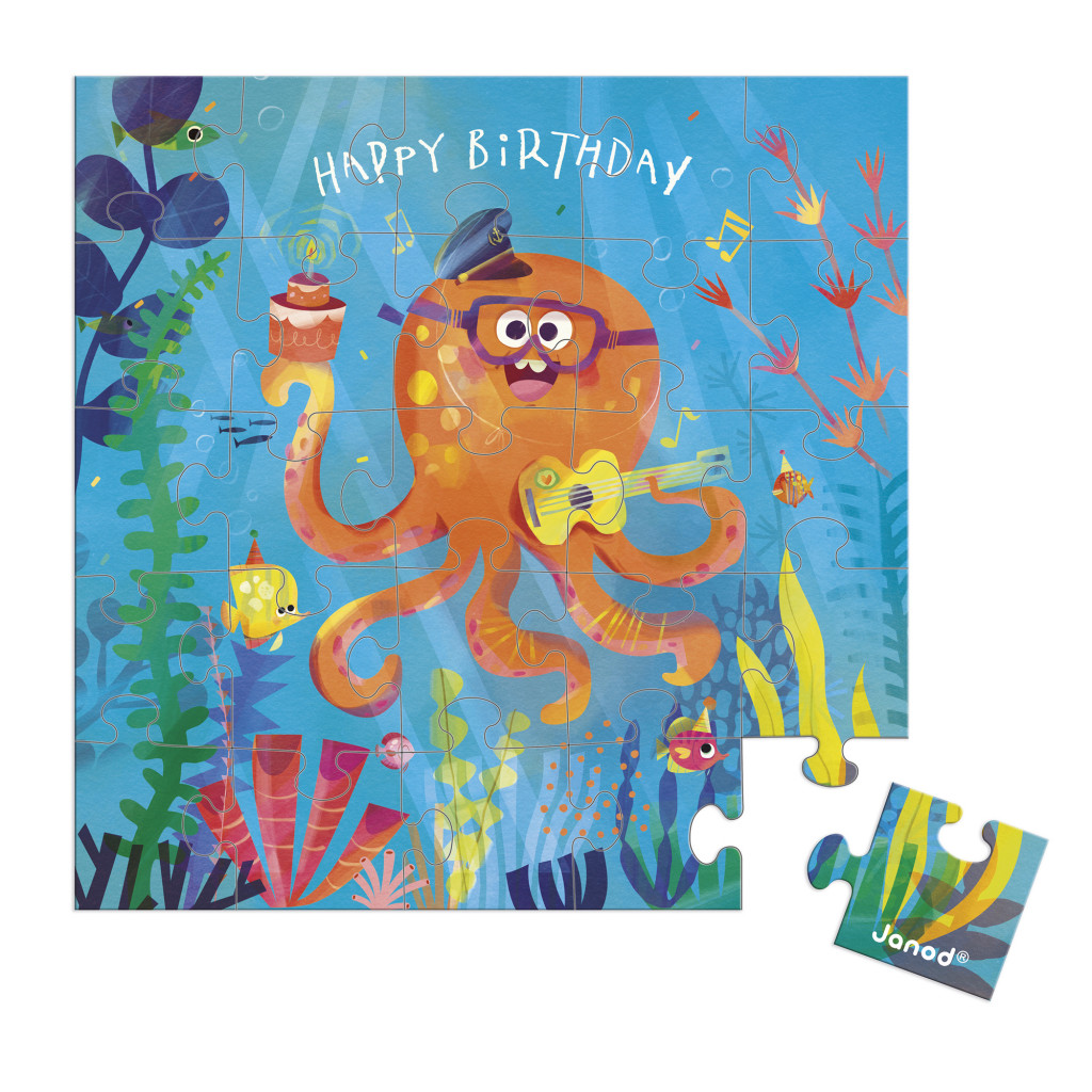 Janod Blahoželanie k narodeninám s puzzle Chobotnica