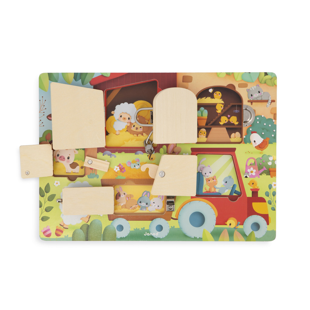 Janod Farma Drevená doska so zámkami