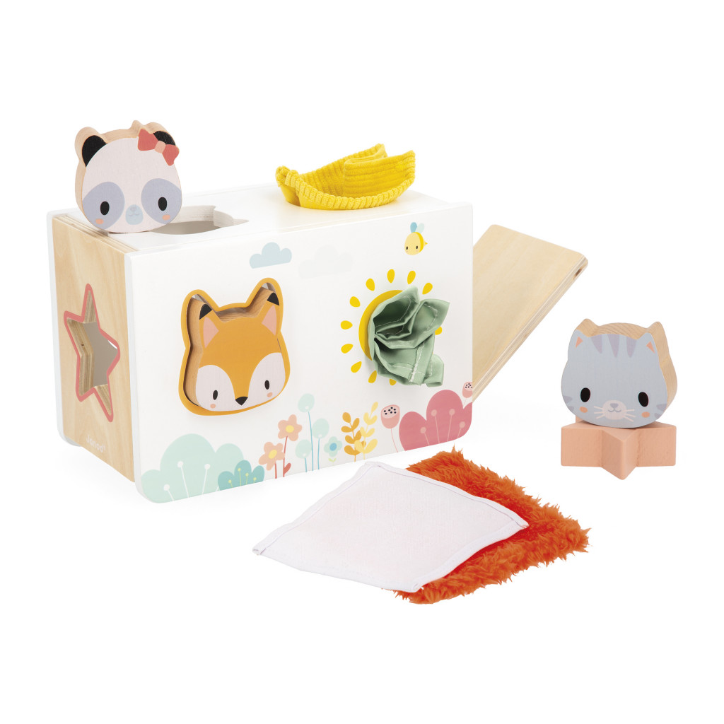 Janod Pure Drevené triedenie tvarov s látkami