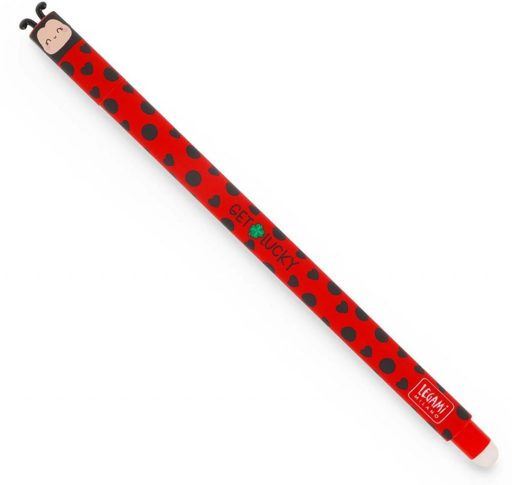 Legami Gumovacie pero Legami erasable gel pen ladybug - Lienka 0,7 mm red ink