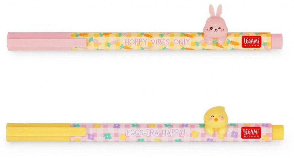 Legami Set gélových pier Legami 2 gel pens animal decoration - hoppy easter - secret easter 0,5 mm
