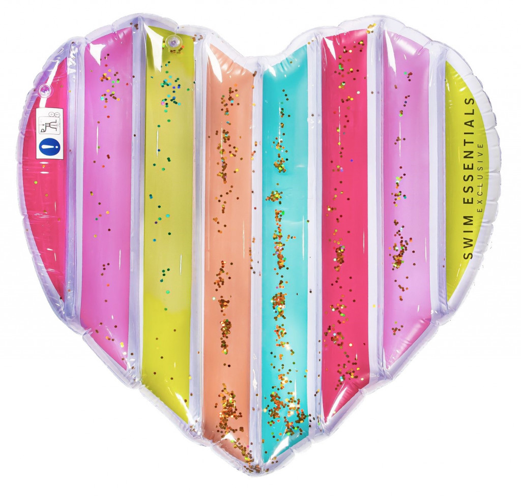 Swim Essentials Nafukovačka Srdce dúha s trblietkami