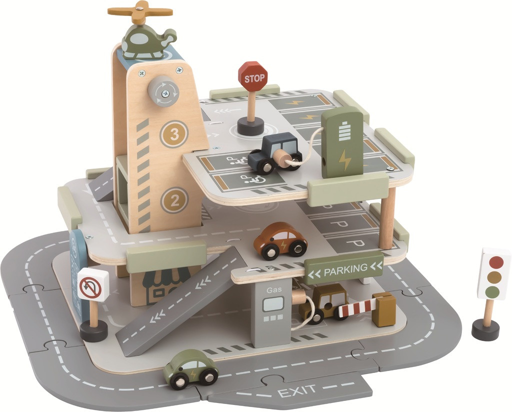 2Kids Toys Drevená garáž s cestou