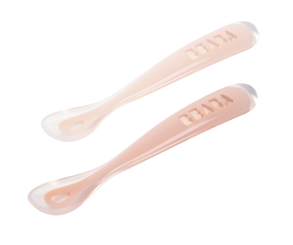Beaba Prvé lyžičky silikónové 2 ks s puzdrom Cotton Candy