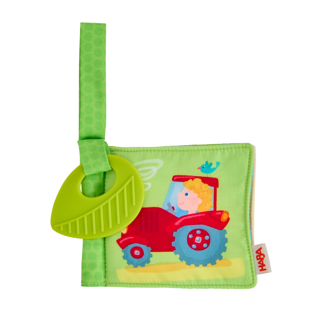 Haba Textilná kniha do kočíka s hryzátkom Farma